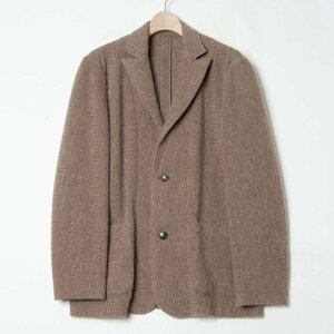 【1円スタート】LANVIN COLLECTION ランバン ニットテーラードジャケット シングル 2ボタン 裏なし ウールアンゴラ 秋冬 薄茶色 L 日本製