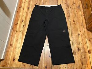 Dickies ダブルニー　w36 黒　ワークパンツ　100円スタート　売り切り　古着　ワイドストレート　太め　work ペインターパンツ　USA輸入