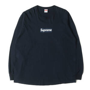 Supreme シュプリーム Tシャツ サイズ:XL 20AW BOXロゴ ロングスリーブTシャツ Box Logo L/S Tee ネイビー 紺 トップス カットソー 長袖