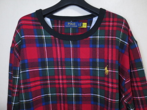 未使用品 POLO RALPH LAUREN ポロ ラルフローレン スウェット XXL 185cm タータンチェック レッド