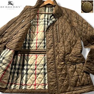 極美品/Lサイズ●バーバリー ロンドン キルティング 中綿ジャケット アウター コート BURBERRY LONDON ロゴ刻印ボタン 裏地ノバチェック