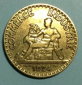 131　フランス　アンティークFRANCE 2フラン硬貨　１９２４年　