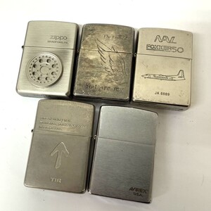 H944■▲ Zippo ジッポ オイルライター 5点セット Angel Wings FOKKER 50 JA8889 AVIREX TIR etc