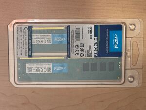 【中古】Crutial 32GB kit DDR4 3200 UDIMM メモリ　16GBx2