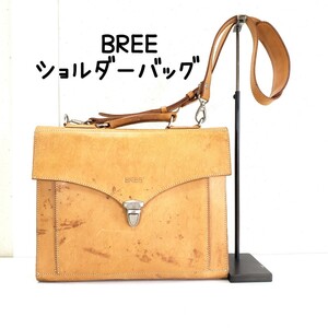 正規品◆BREE ブリー ヌメ革 オールレザー ブリーフケース ショルダーバッグ ビジネスバッグ サイズ 男女兼用 カバン かばん 本革 ベージュ