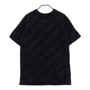 1piu1uguale3 ウノ ピゥ ウノ ウグァーレ トレ 半袖Tシャツ RELAX ロゴ総柄 ブラック系 L [240101257397] メンズ