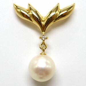 1円〜!!MIKIMOTO(ミキモト)美品!)▼K18 天然ダイヤモンド/アコヤ本真珠ペンダントトップ▼N 約2.0g パール pearl pendant EA4/EA4 S412