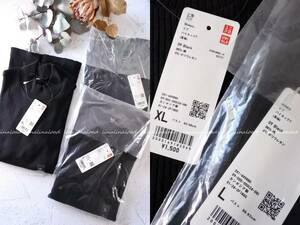 未使用タグ付き　Ｌ、ＸＬ　３枚セット①　ユニクロ*リブハイネックＴ　ブラック