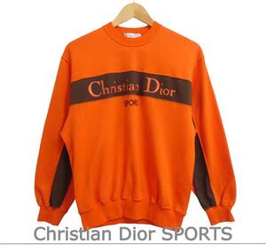 Christian Dior SPORTS クリスチャンディオールスポーツ M 80s 90s レア 希少 ロゴ刺繍 クルーネック スウェットトレーナー オレンジ