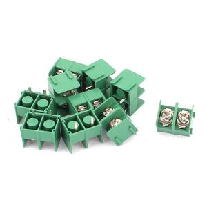 ねじ端子台 AC300V20A プラスチック グリーン PCB実装 10個入り