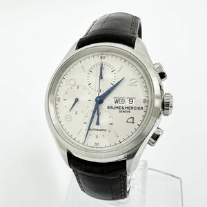 2380 Baume＆Mercier ボーム＆メルシエ クリフトン クロノ MOA10123 5583336 自動巻き SS/革 シルバー メンズ 腕時計 ギャラ有り