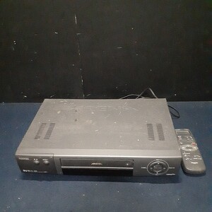 TOSHIBA 東芝 VHSビデオデッキ 「A-BF2」1995年製 ブラック 電圧 100V 消費電力 23W 周波数 50/60Hz リモコン付き 動作未確認 ジャンク