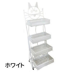 【展示品】キャットワイヤーラック かわいい 什器 店舗用 ホワイト画像１枚目