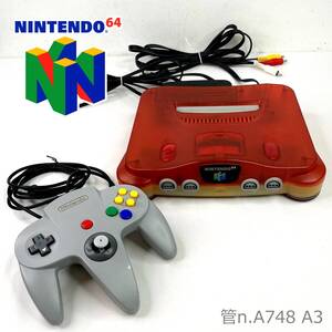 【中古】 NINTENDO　NINTENDO64 ニンテンドー64　クリアレッド　コントローラー（グレー）1個