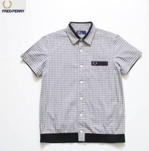 【 FRED PERRY フレッドペリー 】Hem Rib Gingham Check Shirt 裾リブ ギンガムチェック 半袖シャツ XS F4356 定価¥15,400 UK