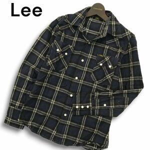 Lee リー × ジャーナルスタンダード別注★ 秋冬 19744 ロゴ 長袖 ウエスタン チェック ネル シャツ Sz.S　メンズ ネイビー　A4T10764_A#B