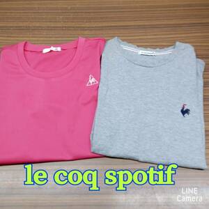  le coq sportif ◆ 半袖 T&シャツ 2点セット ① Mサイズ ピンク / グレー ◆ ルコック スポティフ ◆ レディース トップス