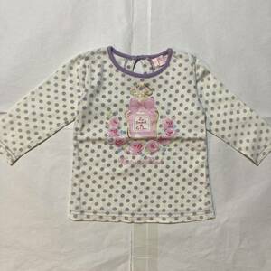 matherways　マザウェイズ　90cm　ロンT　長袖　カットソー　ドット柄　白　紫　女の子　3歳　2歳　18Ｍ　24Ｍ　子供服　中古　