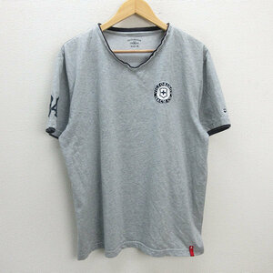 z■ヴィクトリノックス/VICTORINOX VネックTシャツ レイヤード【XL】灰/men