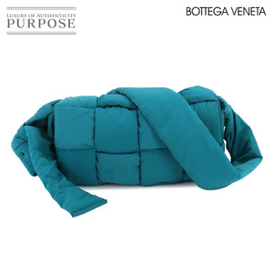 新品同様 ボッテガ ヴェネタ BOTTEGA VENETA イントレチャート パテッド カセット ショルダー バッグ ナイロン ブルー 628951 90243278