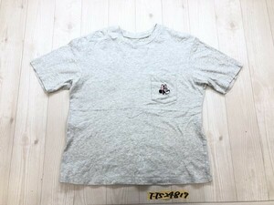 UT UNIQLO ユニクロ × DISNEY ディズニー レディース ミニー刺繍 胸ポケット 半袖Tシャツ M 杢グレー