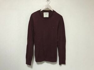 本物アバクロアンドフィッチAbercrombie&Fitchコットンニット長袖セーターメンズアメカジサーフミリタリービジネススーツS赤ワインレッド