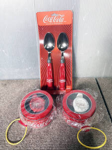 新品未開封★Coca-Cola/コカ・コーラ　スプーン2本セット　時計　缶入り　赤・白　ノベルティ【Coca-Cola/まとめ】EBTO