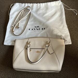 美品★COACH★コーチ 2way ハンドバッグ ショルダーバッグ 白ホワイト 布袋に入れて保管