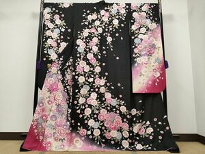 平和屋1■豪華振袖　刺繍　草花文　暈し染め　金通し地　逸品　CAAH9411hy