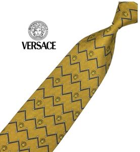 GIANNI VERSACE ネクタイ メデューサ パターン柄 切り替えし ヴェルサーチェ USED 中古 t420