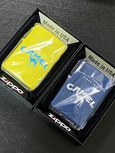 zippo キャメル 両面加工 限定品 2点 ブルー イエロー 希少モデル 2020年製 CAMEL QUALITY TOBACCOS ケース 保証書付き