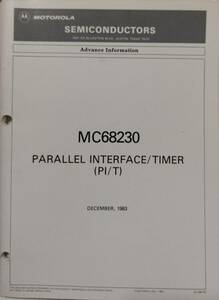 □【MOTOROLA】MC68230 PARALLEL INTERFACE／TIMER(PT／I) Advance Inforation