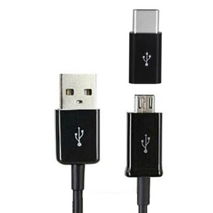 【vaps_2】microUSBケーブル&Type-Cアダプタセット 2A 1.0m 《ブラック》 送込