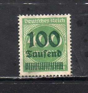 194150 ドイツ ワイマール共和国 1923年 普通 ハイパーインフレーション 10万M(100×1000M) on 400M 明るい緑 未使用OH