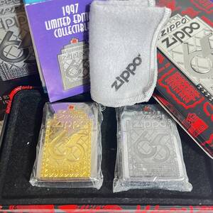 未使用　絶版　レア　限定　Zippo 　1997年製造 　65th 　Anniversary　１９３２‐１９９７　２点セット　缶ケース付き