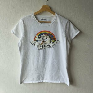 PRIDE　プライド　半袖tシャツ　アニマル　ユニコーン　馬　プリント　L ホワイト　白