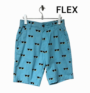 FLEX 総柄　チノパン　サングラス　ブルー　ショートパンツ 32　ショーツ 