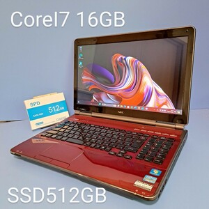 ★最強CoreI7★メモリ16GB★新品SSD512GB NEC/LL750/E/YAMAHAスピーカー/クリスタルレッド/Windows11Pro/ブルーレイ/Office2019H&B/lavie