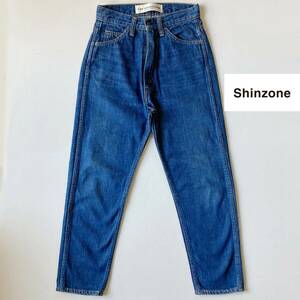 送料無料 THE SHINZONE 人気のシンゾーン 日本製 テーパードデニムパンツ 36 MADE IN JAPAN ビンテージユーズド加工ジーンズ 美シルエット