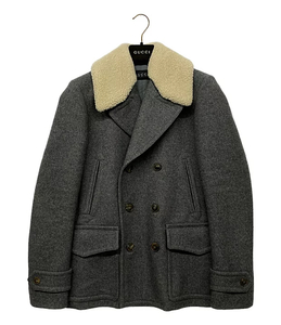 GUCCI Wool Pea Coat Gray ウールピーコート グレー グッチ 店舗受取可