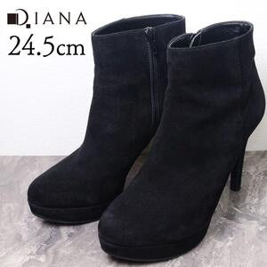 【美品】DIANA ダイアナ 24.5 ショートブーツ アンクルブーツ スエード