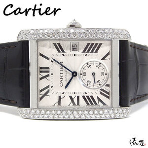 【カルティエ】タンクMC ダイヤベゼル 極美品 加工後未使用 メンズ 腕時計 Cartier TANK MC 俵屋