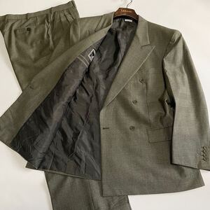 【超高級ブティック別注/希少色/2XL相当】Brioni/ブリオーニ カーキ系 グレンチェック織 ウール素材 裏地総柄 ダブルブレスト スーツ 52