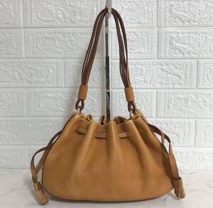 no22432 kate spade new york ケイトスペード 本革 レザー 肩掛けショルダー 巾着 バッグ ☆