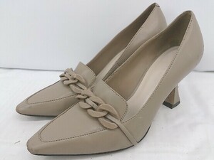 ◇ CHARLES & KEITH チャールズ＆キース ポインテッドトゥ チェーンリンク ヒールパンプス サイズ36 ベージュ レディース E