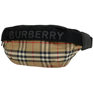 バーバリー BURBERRY チェック柄 ボディバッグ ウエストバッグ ボディバッグ ナイロン ブラック ベージュ レディース 【中古】