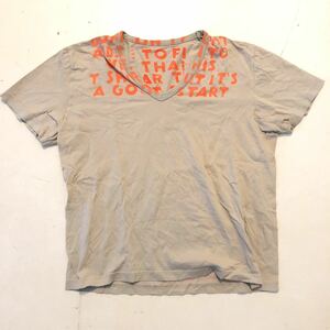 半額 ( S ) 限定 Martin Margiela Vネック AIDS Tシャツ ベージュ 橙 マルタン マルジェラ メゾン エイズ maison メッセージ MM 6 足袋 XS