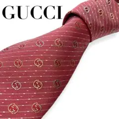 美品★グッチ　GUCCI ネクタイ　インターロッキング　GG柄　ライトピンク