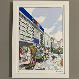 ■江口寿史■「池袋東口/西武池袋本店イラスト 2016」/B5額装品/街カードフェスタ池袋/ビックカメラ/美女/美人画/貴重イラスト/印刷物 G723