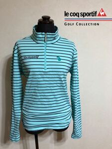 le coq sportif golf ルコック ゴルフ ウェア レディース ハーフジップ ハイネック インナー サイズLL 長袖 ミントブルー 黒 QGL1440